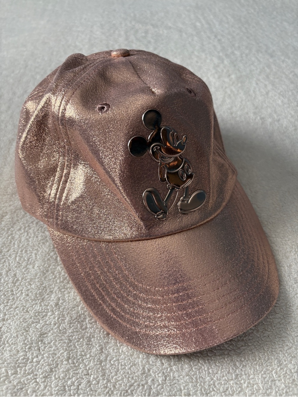 Disney Parks Metallic Rose Gold Mickey Baseball Cap - Women
